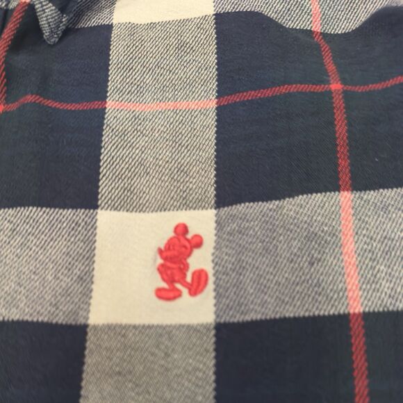 Walt Disney World Vintage Mickey Mouse Button Down Shirt Men's L Tartan Plaid - Picture 9 of 10